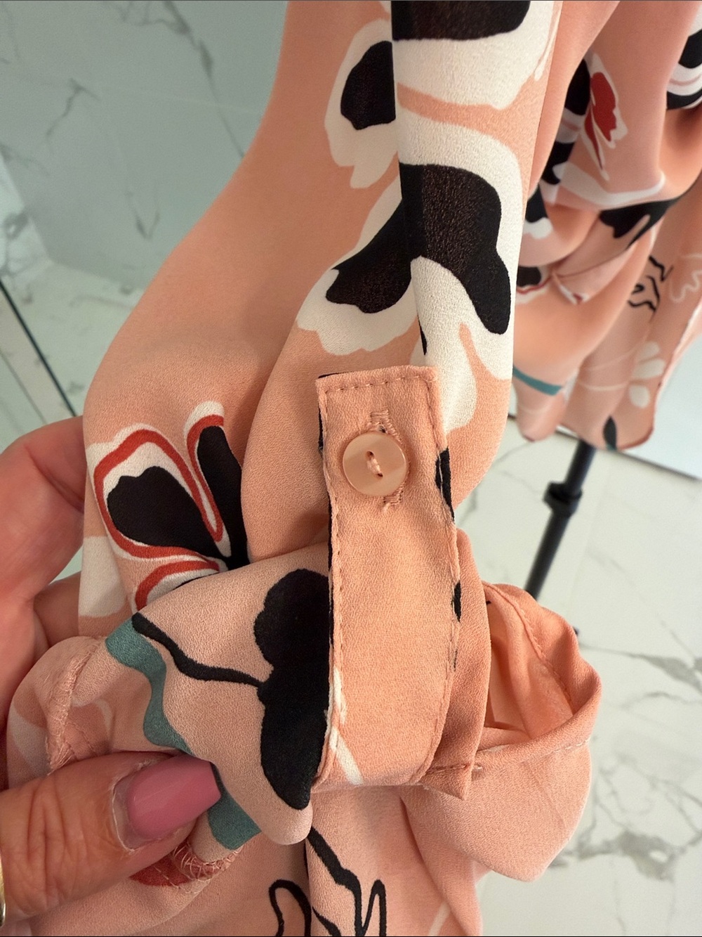 Forever 21 Peach Floral Tie-Front Blouse Ptp 19” - Picture 6 of 8